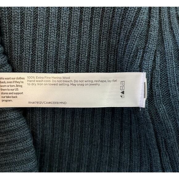 Eileen Fisher Italian Fine Merino Wool Long Cardigan Size 3X Blue Ribbed Luxury - Picture 7 of 7